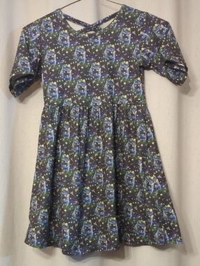 Girls' Green And Blue Firefly Jar Print Dress